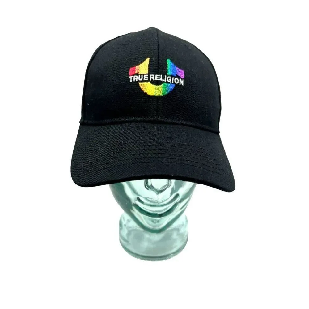 True Religion Baseball Cap Unisex OS Black New Rainbow Horseshoe‎ Logo TR2376